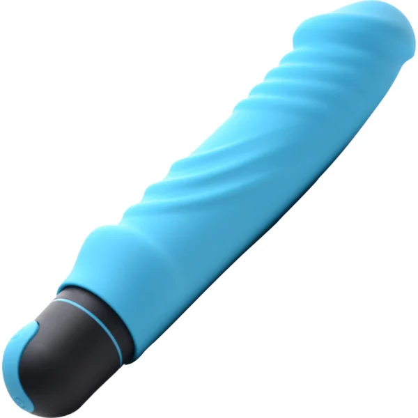 XL Bullet & Silicone Ribbed Sleeve Rechargeable Waterproof Vibrator - Blue - Image 5