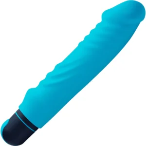 XL Bullet & Silicone Ribbed Sleeve Rechargeable Waterproof Vibrator - Blue